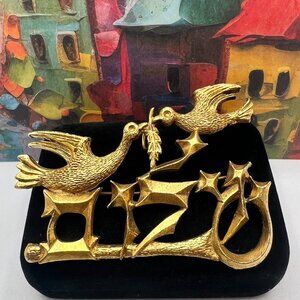 Chiam Gross Doves of Peace Vintage Brooch